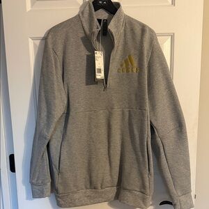 NWT Adidas Gray and Gold Men's Quarter zip